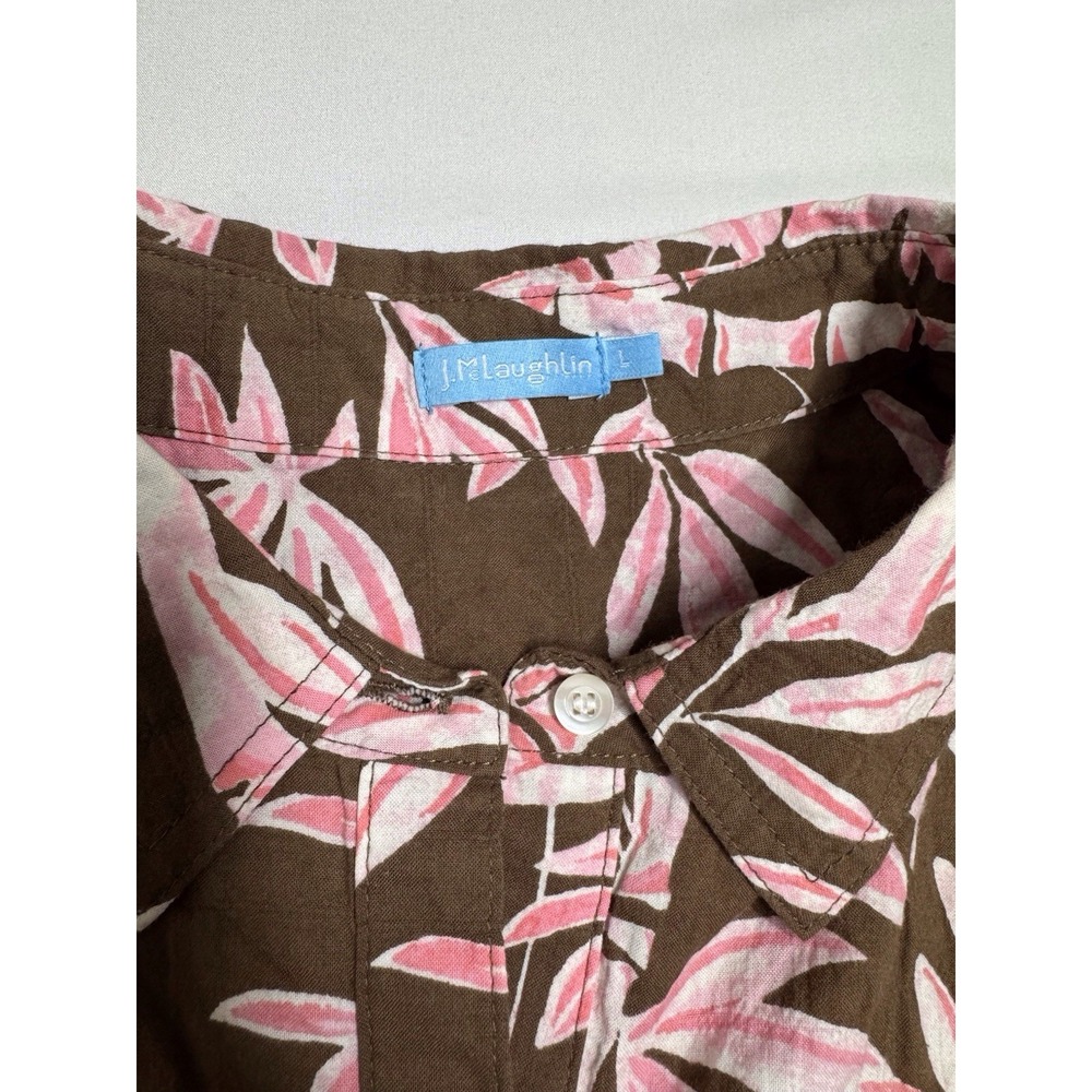 J.Mclaughlin Lois Blouse Brown/Pink Bamboo Grove Long Sleeve Womens Large - Picture 2 of 6